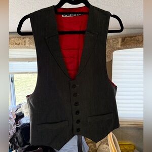 WORLD MAN: NZ designed-Men's Pinstripe Vest with Red Lining